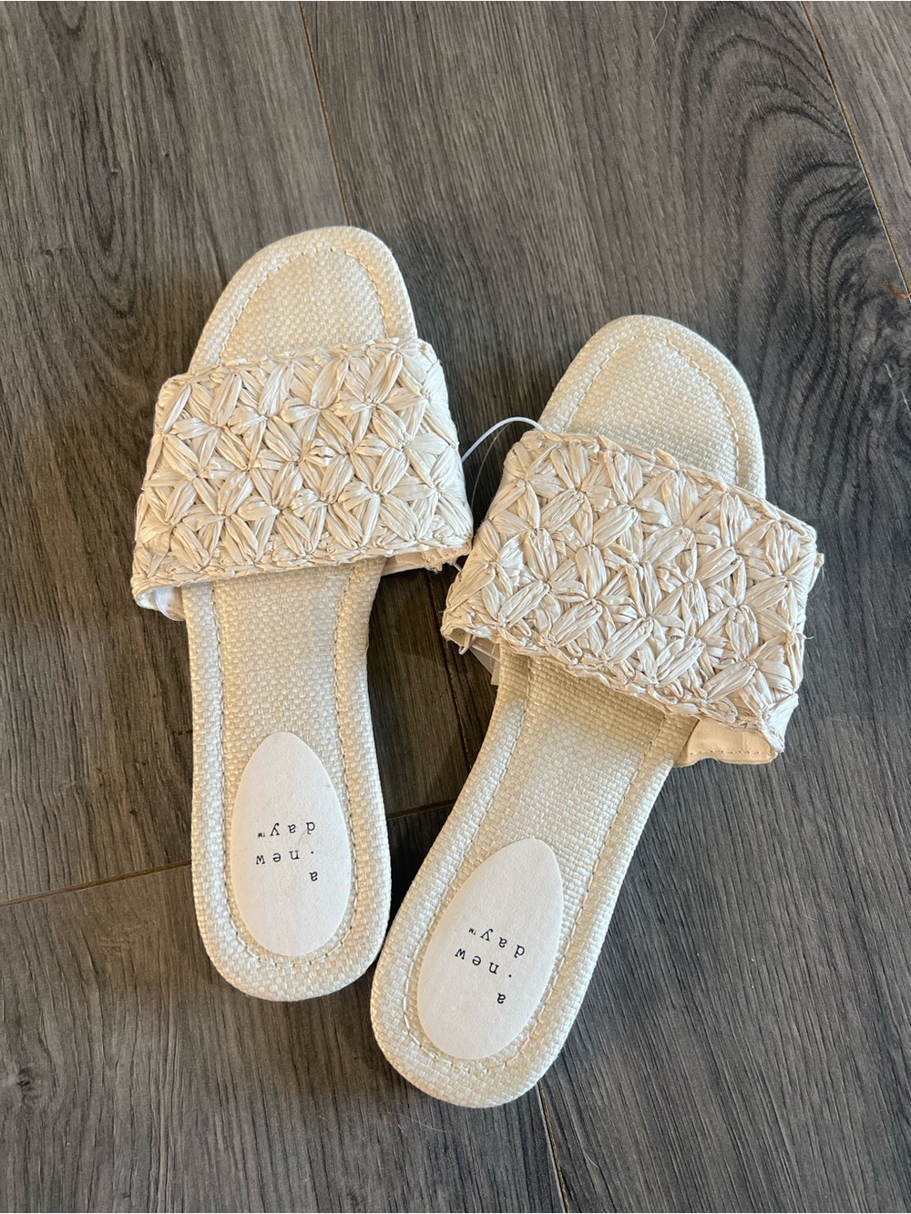 a new day Cream Woven Slide Sandals